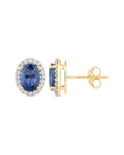 Diana M. 14k 2.16 Ct. Tw. Diamond & Blue Sapphire Earrings In Gold