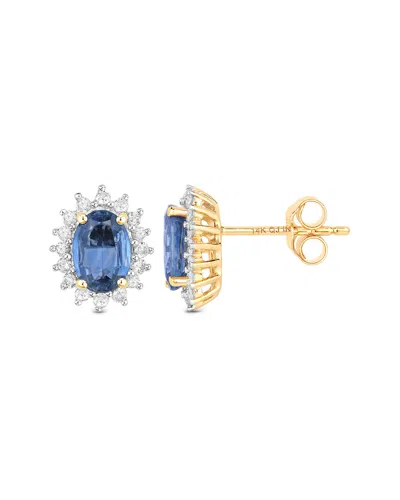 DIANA M. DIANA M. 14K 2.22 CT. TW. DIAMOND & BLUE SAPPHIRE EARRINGS