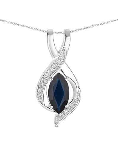 Diana M. 14k 2.27 Ct. Tw. Diamond & Blue Sapphire Pendant In Metallic