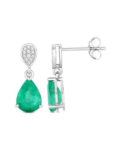 DIANA M. DIANA M. 14K 2.28 CT. TW. DIAMOND & ZAMBIAN EMERALD EARRINGS