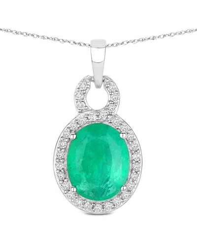 Diana M. 14k 2.35 Ct. Tw. Diamond & Zambian Emerald Pendant In Green