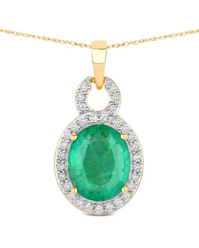 Diana M. 14k 2.35 Ct. Tw. Diamond & Zambian Emerald Pendant In Gold