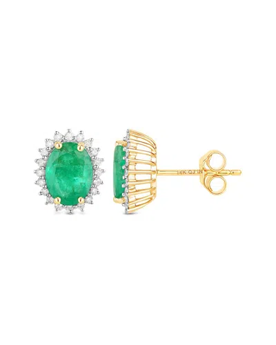 Diana M. 14k 2.66 Ct. Tw. Diamond & Zambian Emerald Earrings In Green