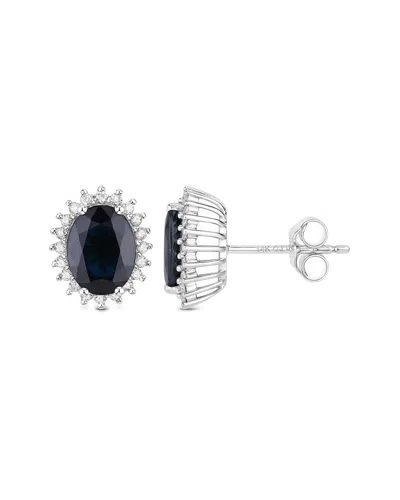 Diana M. 14k 3.32 Ct. Tw. Diamond & Blue Sapphire Earrings In White
