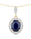 Diana M. 14k 3.38 Ct. Tw. Diamond & Blue Sapphire Pendant In Blue