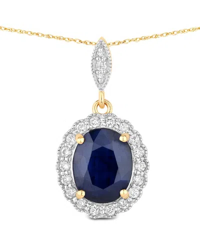 Diana M. 14k 3.38 Ct. Tw. Diamond & Blue Sapphire Pendant