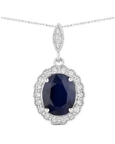 Diana M. 14k 3.38 Ct. Tw. Diamond & Blue Sapphire Pendant In Metallic