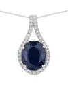 Diana M. 14k 4.63 Ct. Tw. Diamond & Blue Sapphire Pendant In Metallic
