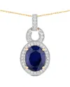 Diana M. 14k 4.65 Ct. Tw. Diamond & Blue Sapphire Pendant In Blue