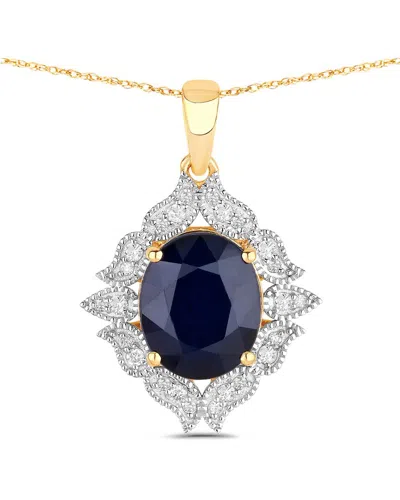 Diana M. 14k 6.44 Ct. Tw. Diamond & Blue Sapphire Pendant In Metallic