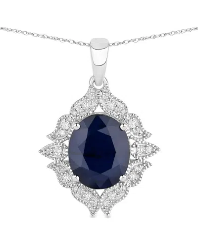 Diana M. 14k 6.44 Ct. Tw. Diamond & Blue Sapphire Pendant In Metallic