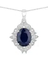 Diana M. 14k 6.44 Ct. Tw. Diamond & Blue Sapphire Pendant In Metallic