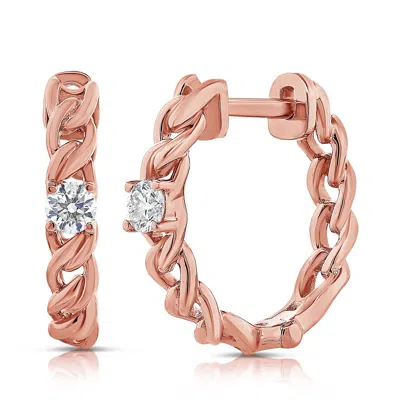 Diana M. 14k Rg 1.98gr Huggie Earrings 2 Round Diamonds 0.12 In Orange