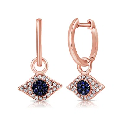 Diana M. 14k Rg 2.35gr Fashion Earrings 14 Sapphires 0.10 44 Diamonds 0.12 In Blue