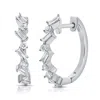 Diana M. 14k Wg 2.34 Gr Huggie Earrings 10baggett Diamonds 0.32c 8 Round Diamonds0.15c In Silver