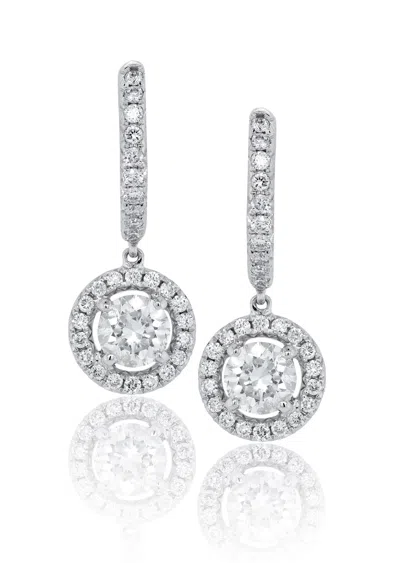 Diana M. 14k White Gold 1.20cts Diamond Hanging Earrings