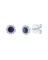 Diana M. 14k White Gold Halo 0.28ct Blue Sapphire Stud Earrings In White