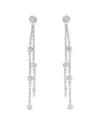 Diana M. 14k White Gold Three Row Bezel Set Hanging Earrings In White