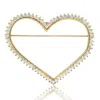 Diana M. 14k Yellow Gold Heart Shape Brooch Features 3.00cts Of Diamonds G-h/vs In Silver
