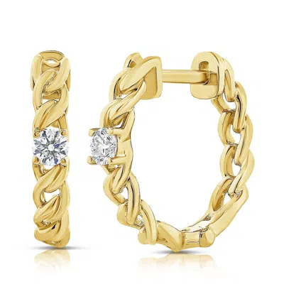 Diana M. 14k Yg 1.92gr Huggie Earrings With 2 Round Diamonds 0.12c In Gold