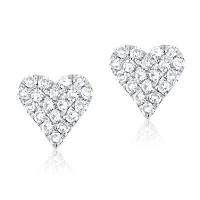Diana M. 14k Yg 2.20gr Heart Earrings 32 Diamonds 0.11 In Silver