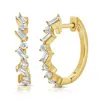 Diana M. 14k Yg 2.50gr Huggie Earrings 10 Baggett Diamonds 10 0.32 Round Diamonds 8 0.15 In Silver