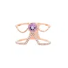 Diana M. 14kr Ring With 0.13ct Diamonds And 0.45ct Am / 3.03 Gm / 36 St In Pink