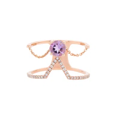 Diana M. 14kr Ring With 0.13ct Diamonds And 0.45ct Am / 3.03 Gm / 36 St In White