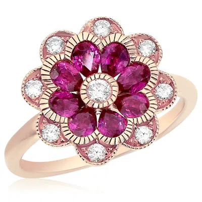 Diana M. 14kr Ring With 0.26ct Diamonds And 1.30ct Rb / 4.19 Gm / 17 St In Purple