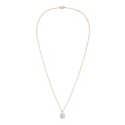 Diana M. 14kt 12cts Lab Grown Diamond Solitaire Pendant, 4 Prong, Diamond Bail, Cushion, Def Color, Vs Clarit In Gold