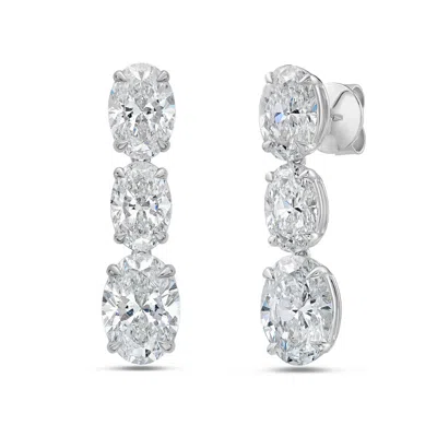 Diana M. 14kt 13.30cts Lab Grown Oval Drop Diamond Earrings In Metallic