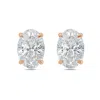 Diana M. 14kt 1.50cts Lab Grown 4 Prong Studs Oval Cut, Def Color, Vs Clarity, Excellent Cut In Pink