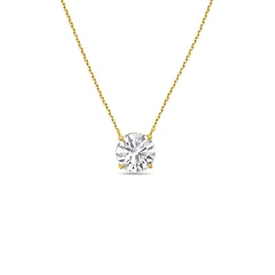 Diana M. 14kt 1ct Lab Grown Diamond Solitaire Pendant, 4 Prong, Round, Def Color, Vs Clarity, Excellent Cut,  In Yellow