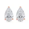 Diana M. 14kt 2ct Lab Grown 3 Prong Studs Pear Cut, Def Color, Vs Clarity, Excellent Cut In Pink