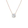 Diana M. 14kt 1ct Lab Grown Diamond Solitaire Pendant, 4 Prong, Round, Def Color, Vs Clarity, Excellent Cut, In Pink