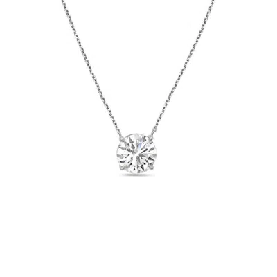 Diana M. 14kt 2cts Lab Grown Diamond Solitaire Pendant, 4 Prong, Round, Def Color, Vs Clarity, Excellent Cut, In White