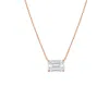 Diana M. 14kt 2cts Lab Grown East West, Diamond Solitaire Pendant, 4 Prong, Emerald Cut, Def Color, Vs Clarit In Pink