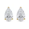 Diana M. 14kt 3ct Lab Grown 3 Prong Studs Pear Cut, Def Color, Vs Clarity, Excellent Cut In Yellow