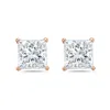 Diana M. 14kt 6ct Lab Grown 4 Prong Studs Princess Cut, Def Color, Vs Clarity, Excellent Cut In Pink
