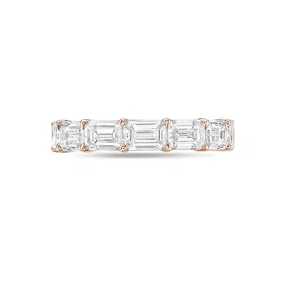 Diana M. 14kt 3cts Lab Grown East West Emerald Cut Band,e-f Color, Vvs-vs Clarity, Half Eternity, Size: 6.5 In Pink