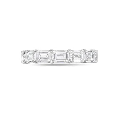 Diana M. 14kt 3cts Lab Grown East West Emerald Cut Band,e-f Color, Vvs-vs Clarity, Half Eternity, Size: 6.5 In White