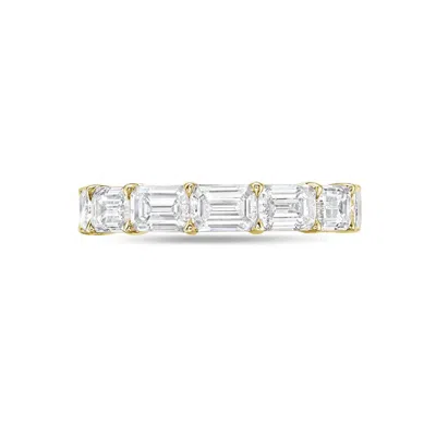 Diana M. 14kt 3cts Lab Grown East West Emerald Cut Band,e-f Color, Vvs-vs Clarity, Half Eternity, Size: 6.5 In Yellow