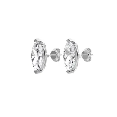 Diana M. 14kt 4ct Lab Grown 3 Prong Studs Marquise Cut, Def Color, Vs Clarity, Excellent Cut In White