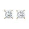 Diana M. 14kt 4ct Lab Grown 4 Prong Studs Princess Cut, Def Color, Vs Clarity, Excellent Cut In Yellow