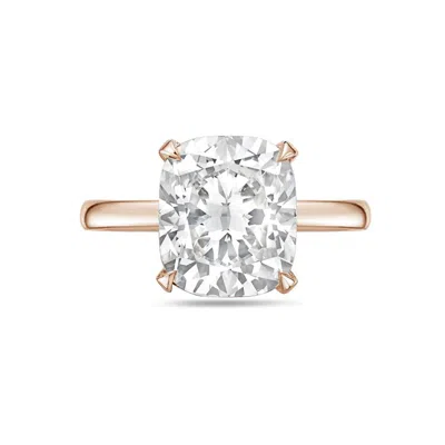 Diana M. 14kt 4cts Gold Lab Grown Cushion Cut Diamond Engagement Ring, Def Color, Vvs-vs Clarity, Excellent C In Pink
