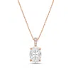 Diana M. 14kt 3cts Lab Grown Diamond Solitaire Pendant, 4 Prong, Diamond Bail, Oval, Def Color, Vs Clarity, E In Pink