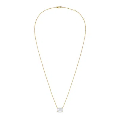 Diana M. 14kt 4cts Lab Grown East West, Diamond Solitaire Pendant, 4 Prong, Emerald Cut, Def Color, Vs Clarit In Gold