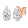 Diana M. 14kt 5ct Lab Grown 3 Prong Studs Pear Cut, Def Color, Vs Clarity, Excellent Cut In Pink