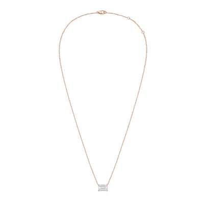 Diana M. 14kt 5cts Lab Grown East West, Diamond Solitaire Pendant, 4 Prong, Emerald Cut, Def Color, Vs Clarit In Gold