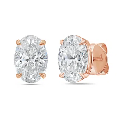 DIANA M. 14KT 8CT LAB GROWN 4 PRONG STUDS OVAL CUT, DEF COLOR, VS CLARITY, EXCELLENT CUT